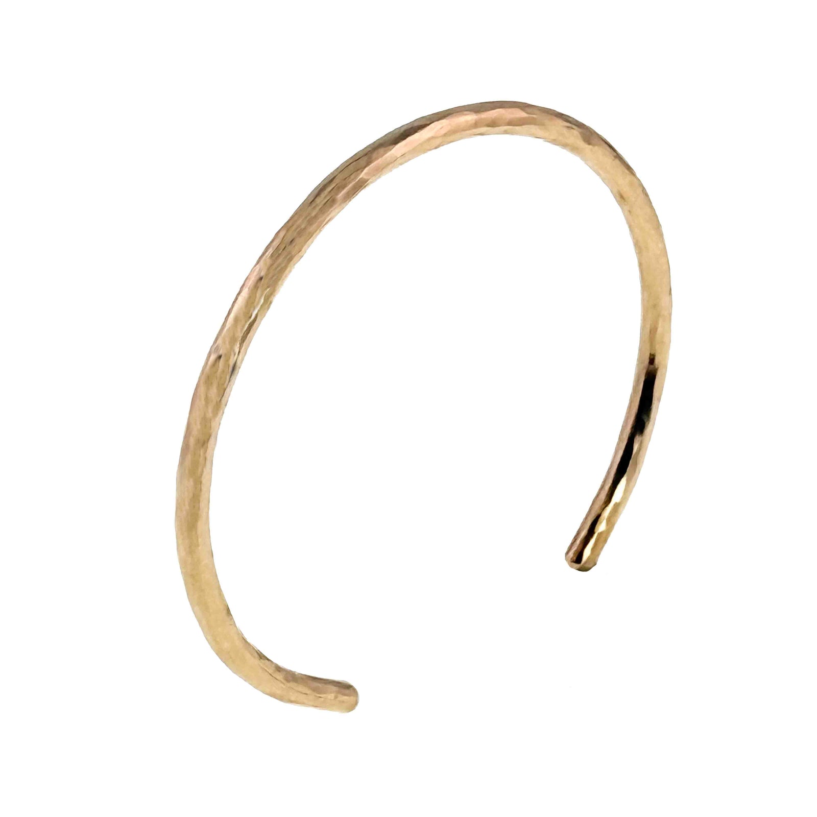 3mm Wide Hammered Solid Bronze Cuff Bracelet on a white background