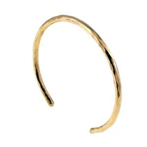 3 of 9: 3mm Wide Hammered Solid Bronze Cuff Bracelet on a white background - Right Side view