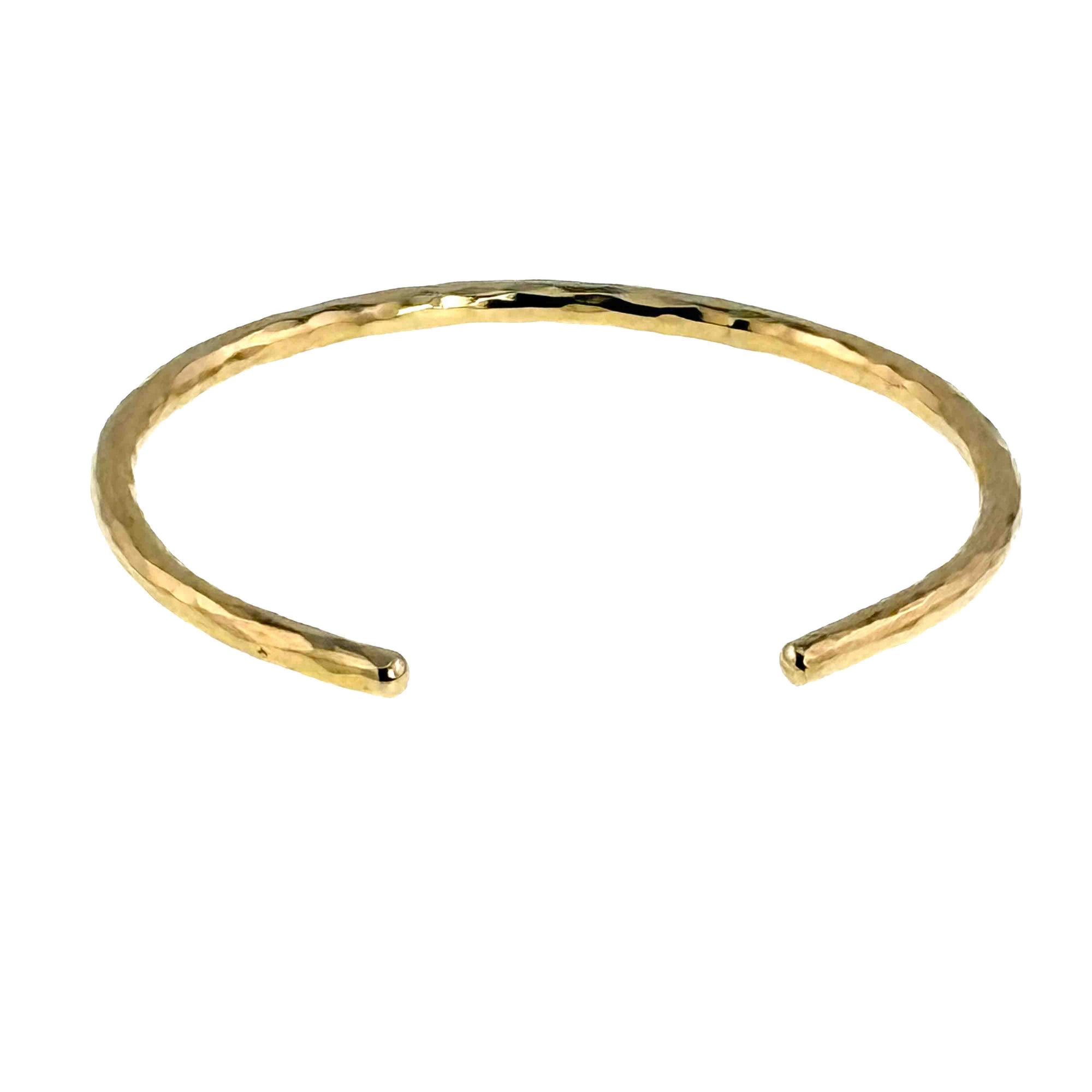 Opening of 3mm Hammered Solid Nu Gold Brass Cuff Bracelet