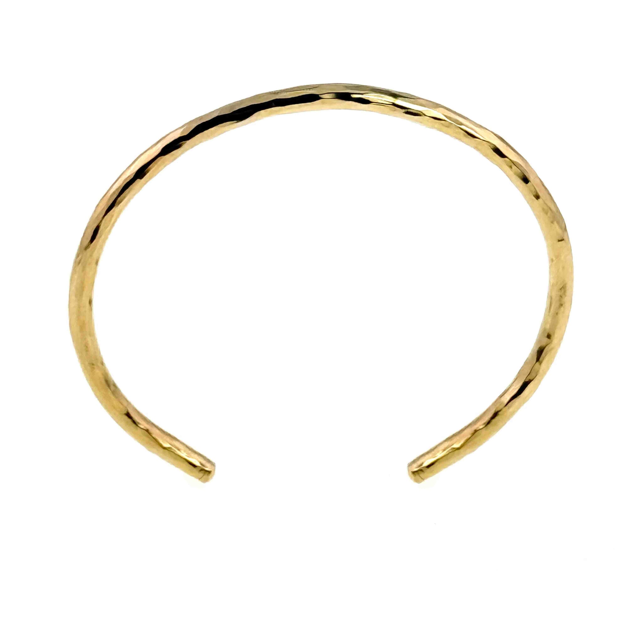 Shape of 3mm Hammered Solid Nu Gold Brass Cuff Bracelet