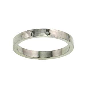 5 of 8: Detail View of Top of 3mm Hammered Stainless Steel Flat Ring