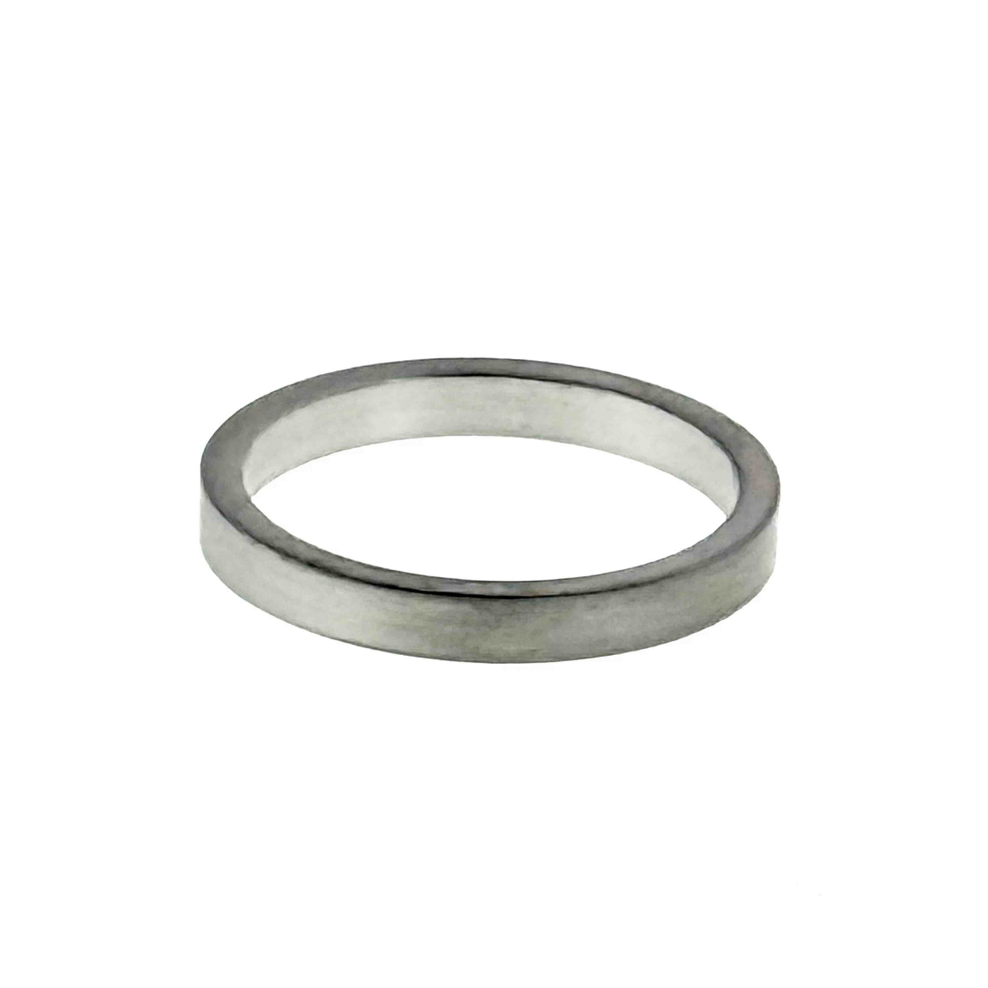 Shape of 3mm Matte Stainless Steel Flat Ring on a White Background