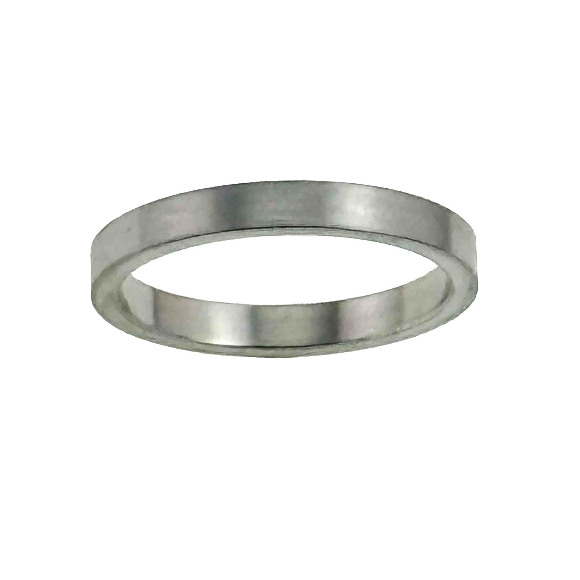 Top of 3mm Matte Stainless Steel Flat Ring on a White Background