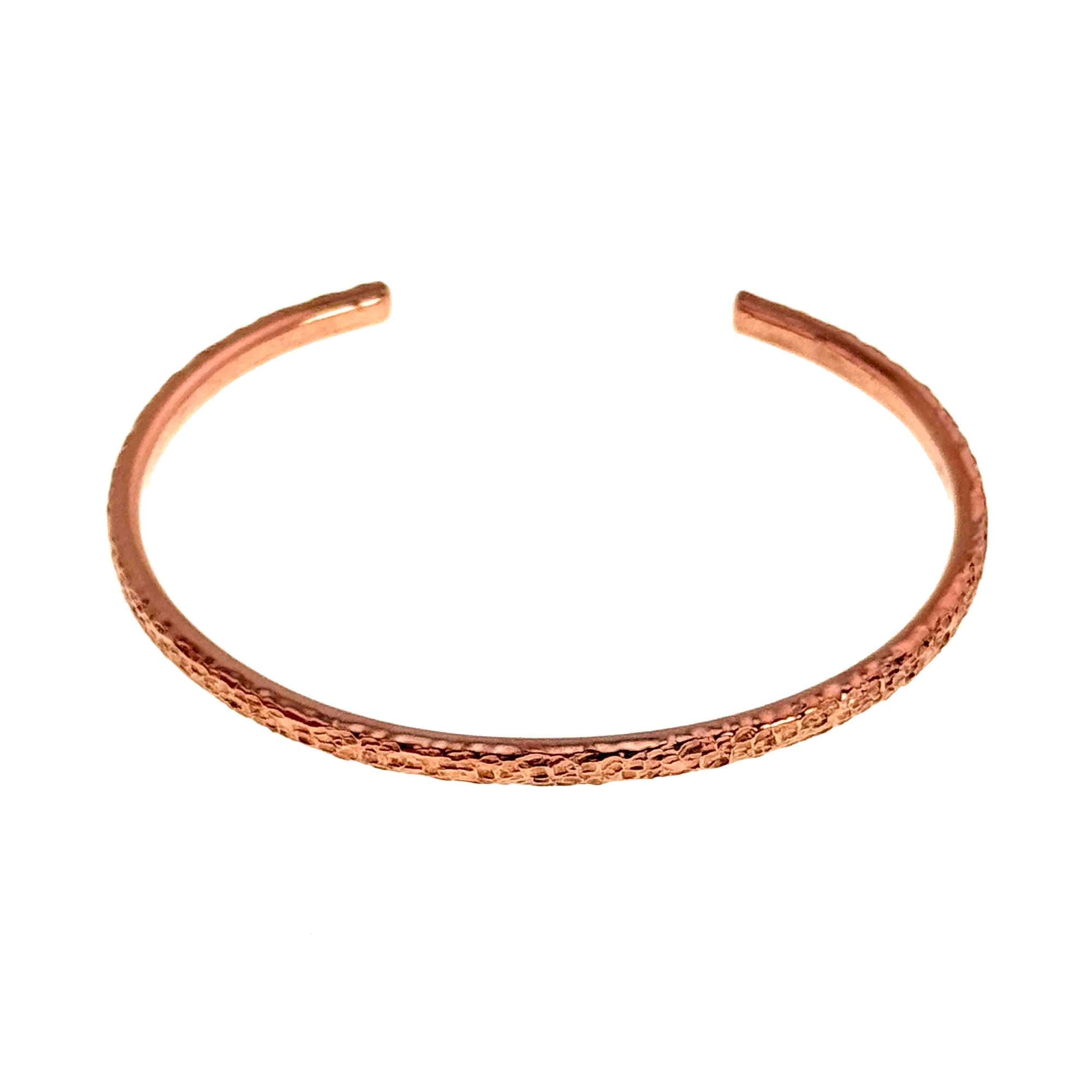 Detail View of 3.5mm Wide Texturized Copper Cuff Bracelet 