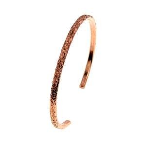 3 of 11: 3.5mm Wide Texturized Copper Cuff Bracelet  - Left Side View
