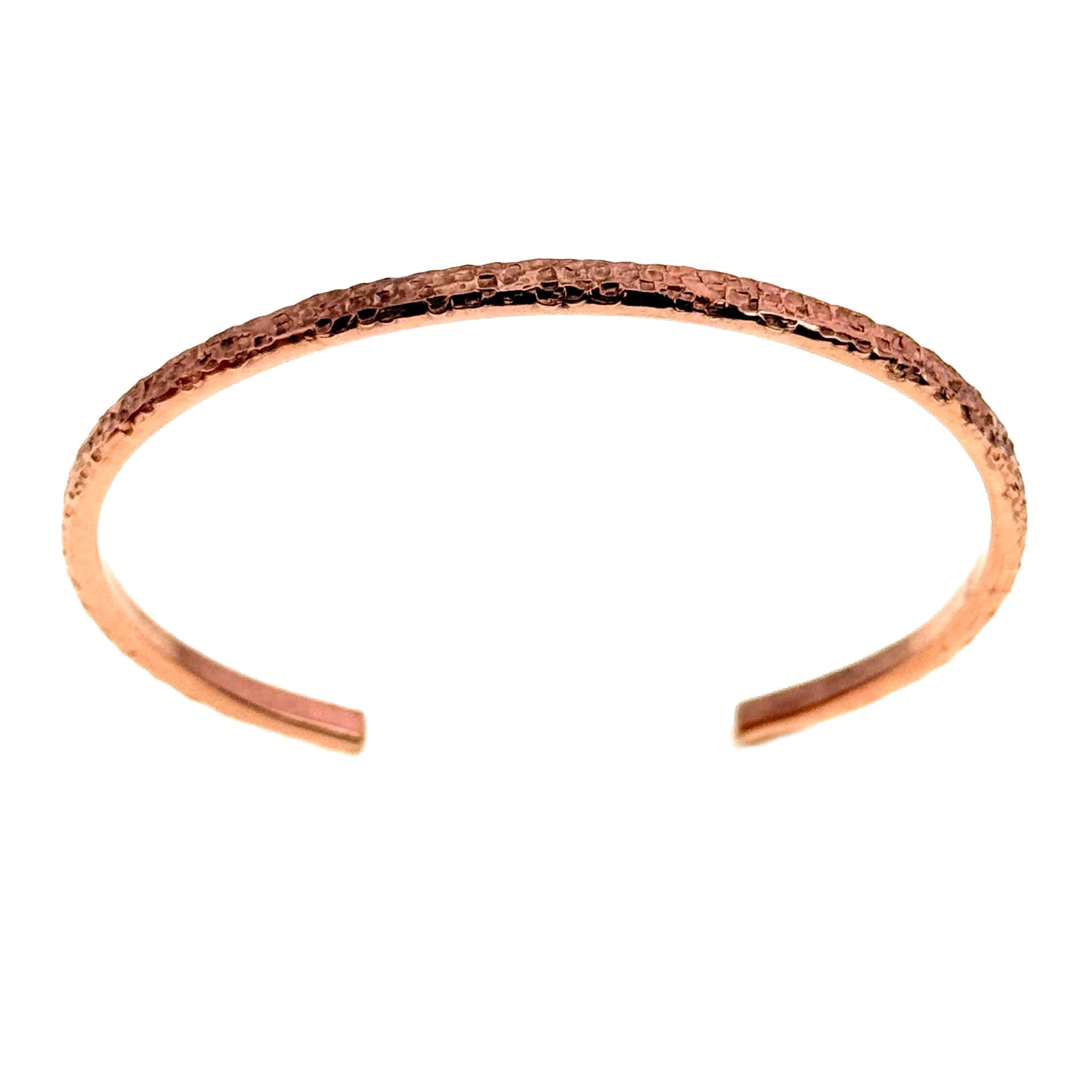 Top View of 3.5mm Wide Texturized Copper Cuff Bracelet 