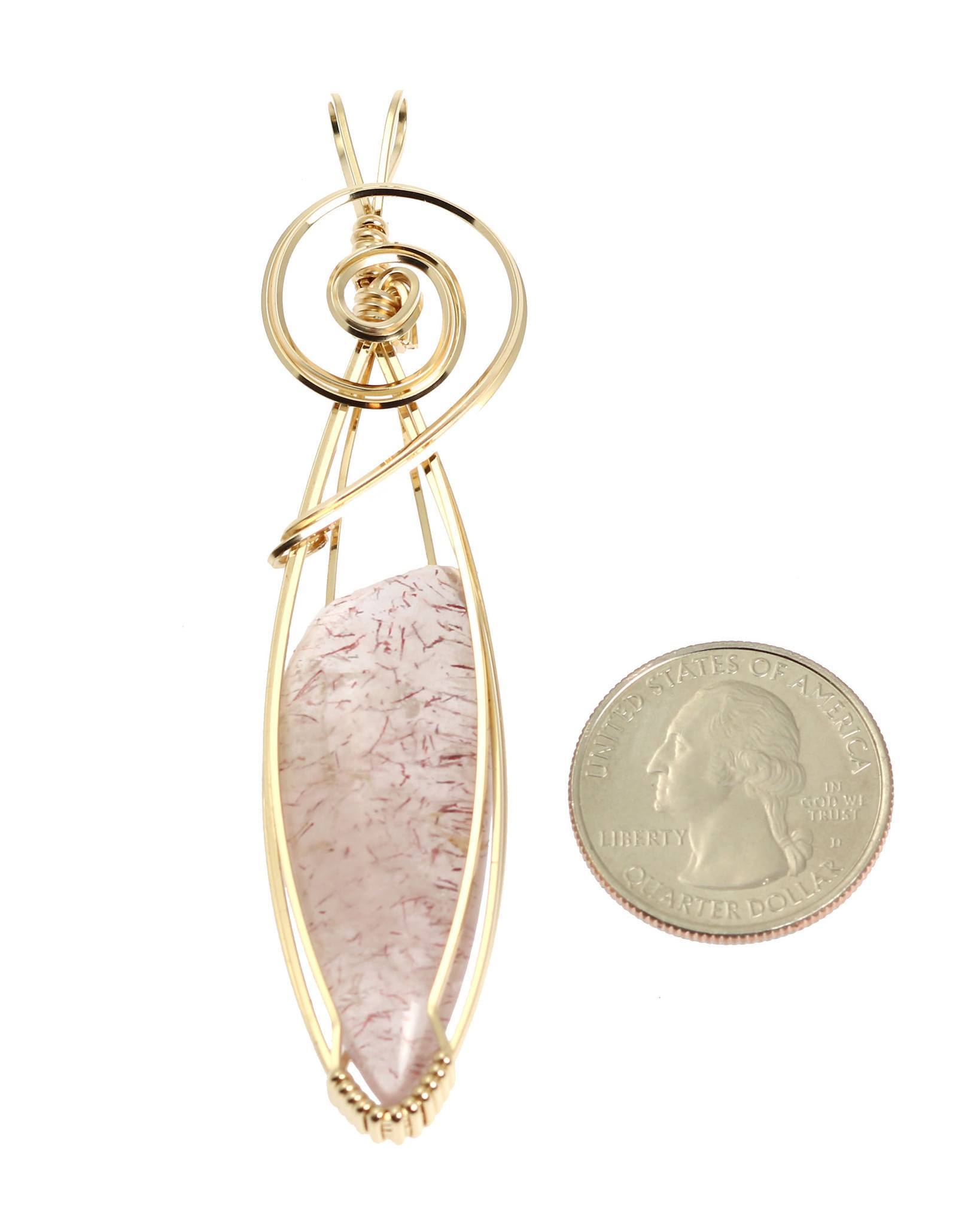 Size of Lepidochrosite 14K Gold-filled Wire Wrapped Pendant