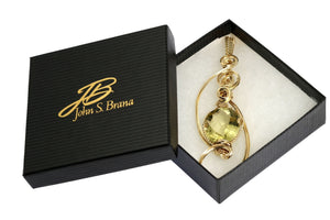 4 of 4: 42.5 CT Green Gold Quartz 14K Gold-Filled Pendant in a Black Gift Box with Gold Logo
