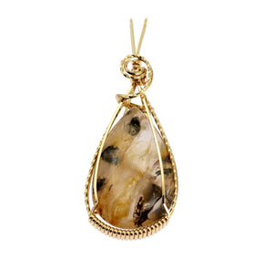 1 of 4: A Dendritic Quartz 14K Gold-filled Wire Wrapped Pendant on a White Background
