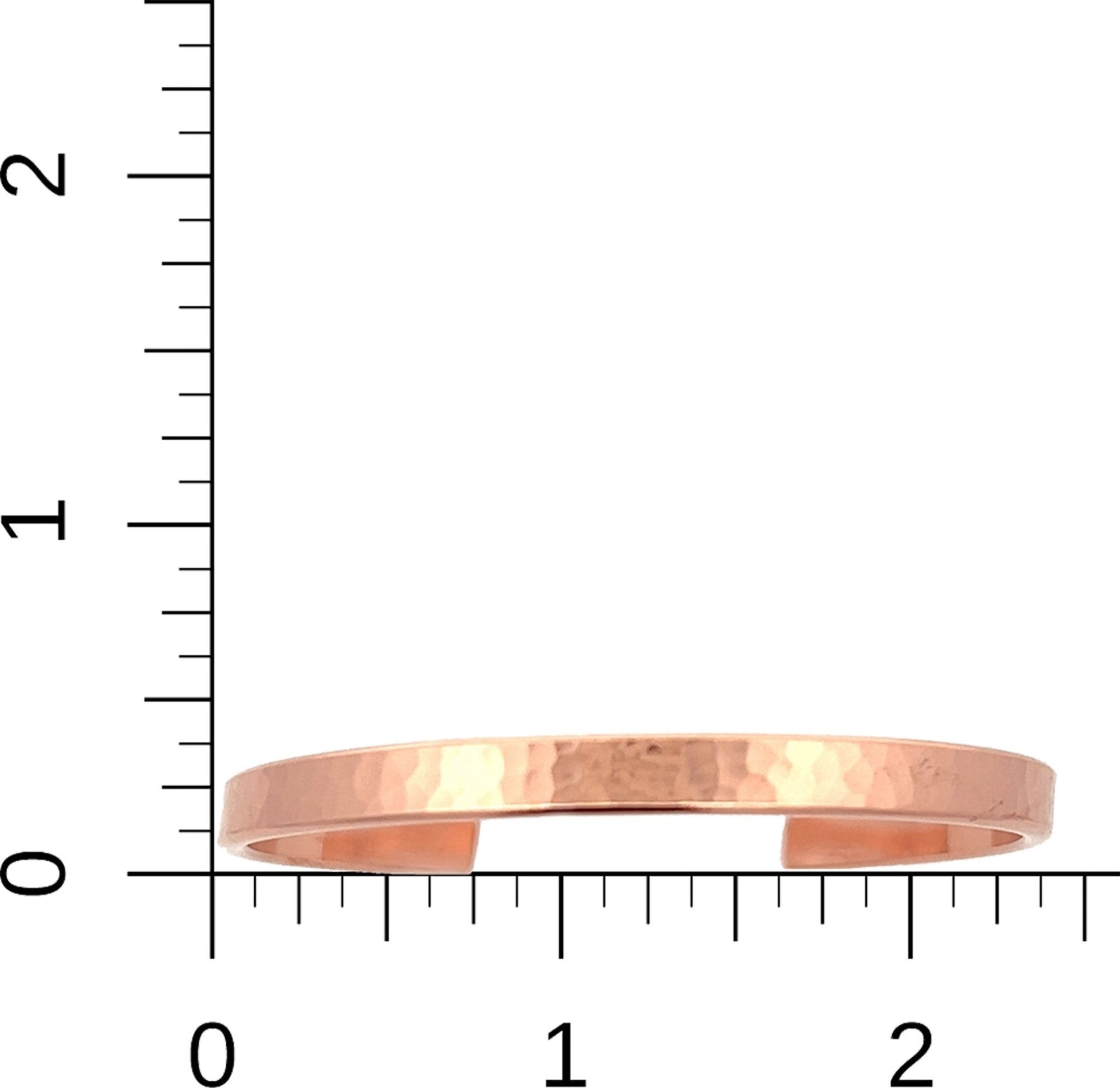 4mm Wide Hammered Copper Cuff Bracelet on Ruler