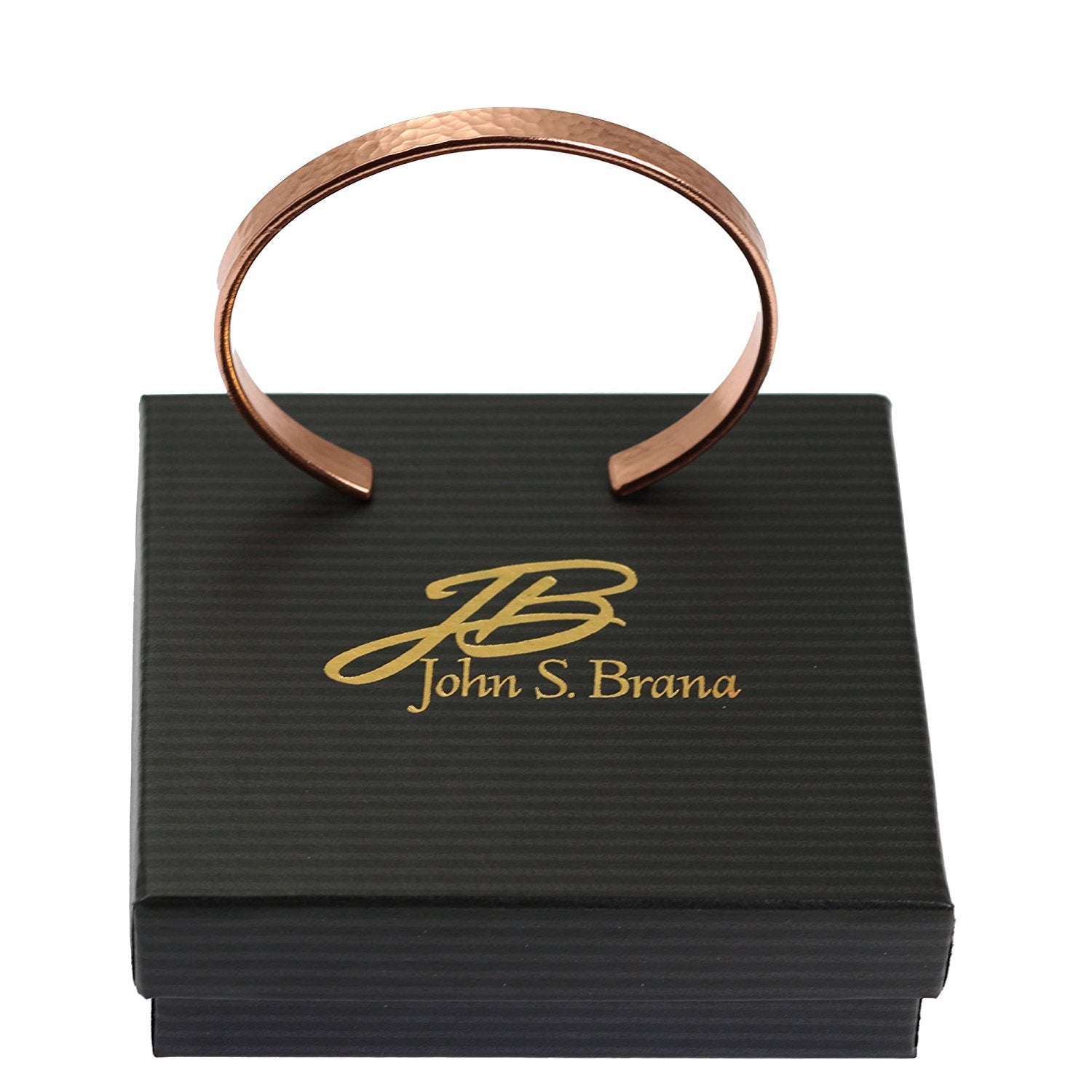 4mm Wide Hammered Copper Cuff Bracelet in Black Gift Box