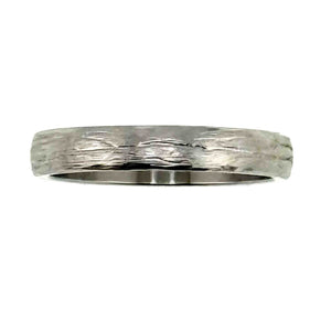 7 of 10: 4mm Bark Stainless Steel Comfort Fit Ring with a textured band on a white background