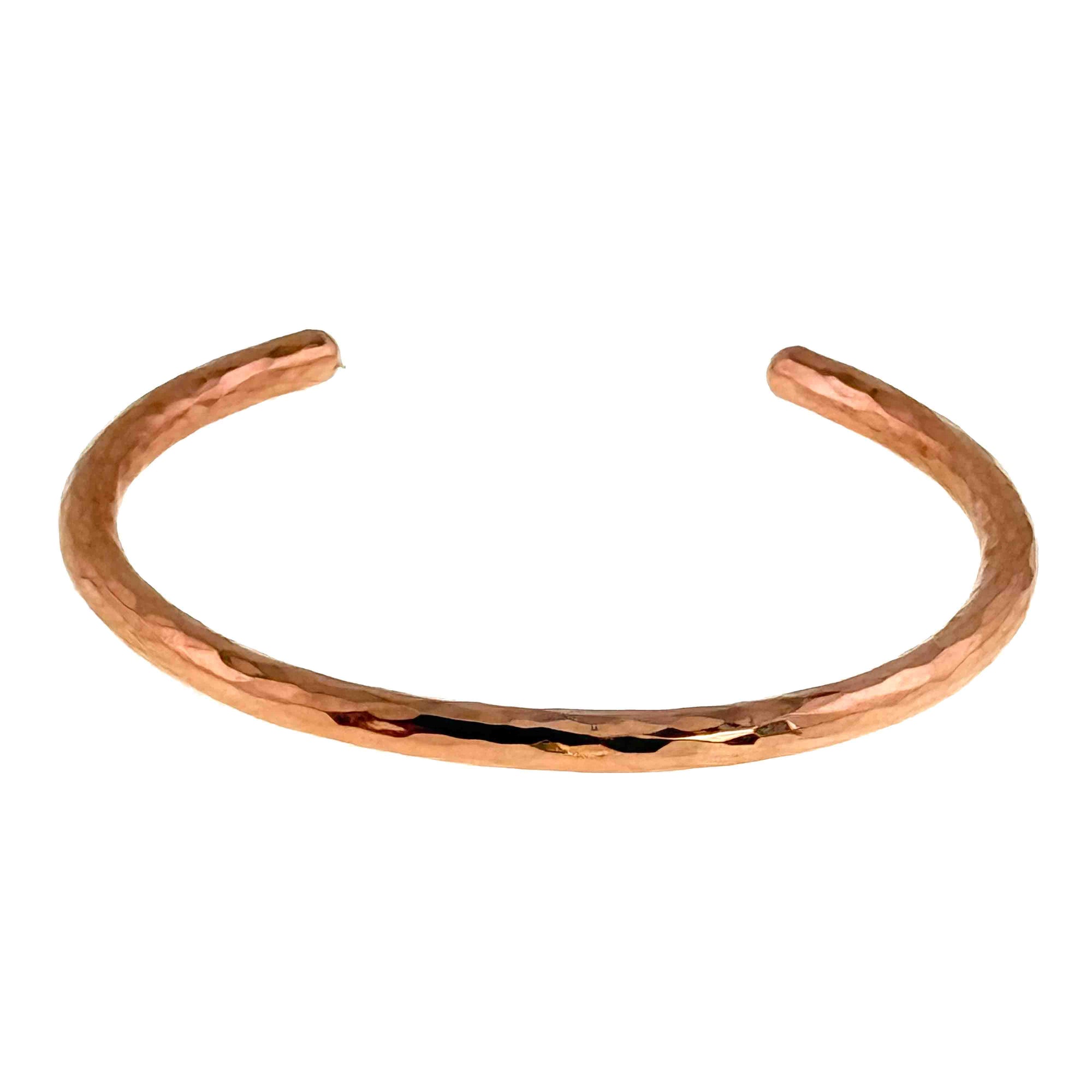 Close Up Detail of 4.75 mm Hammered Copper Cuff Bracelet