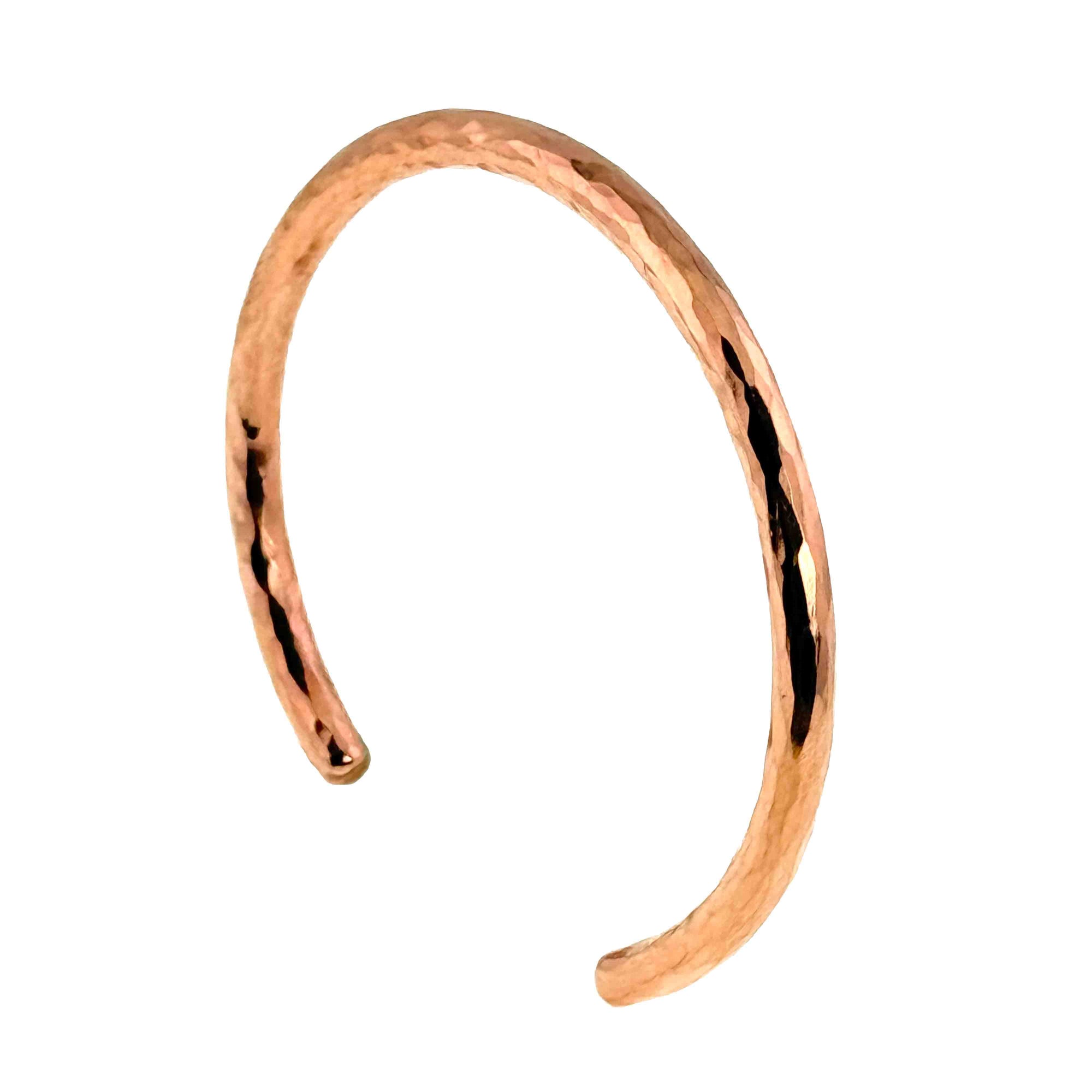 Right Side View of 4.75 mm Hammered Copper Cuff Bracelet