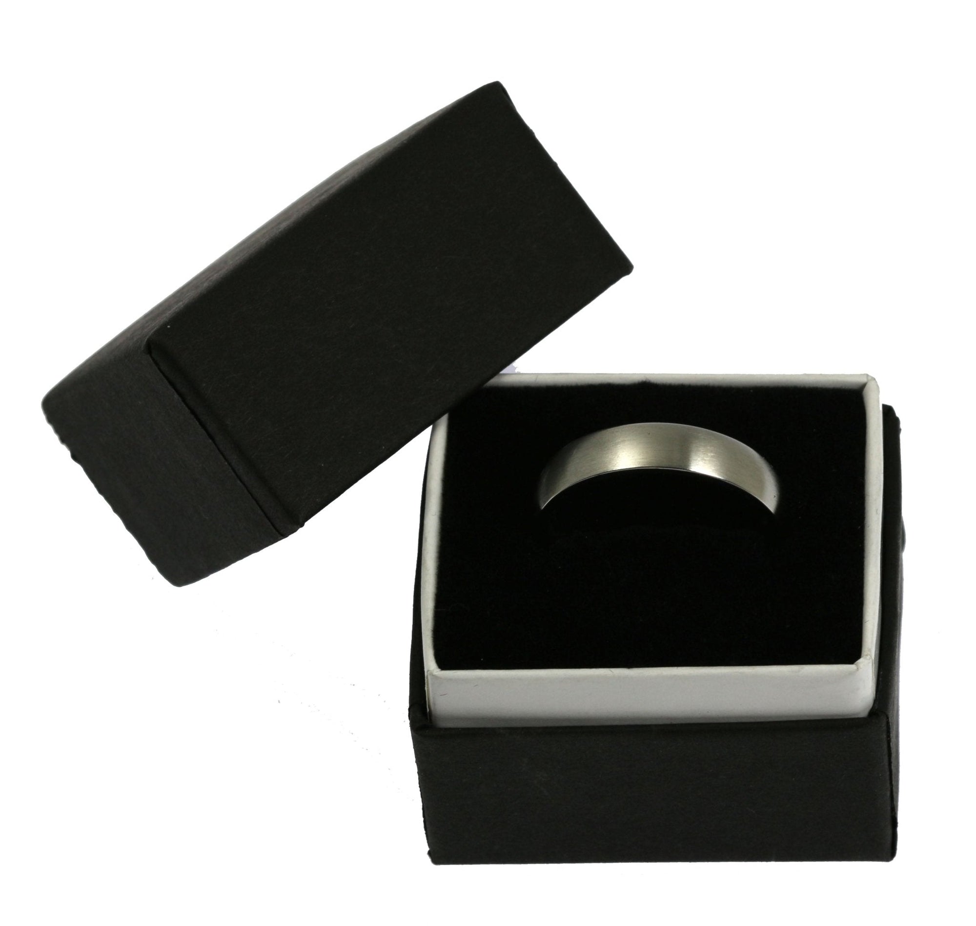 5mm Brushed Comfort Fit Stainless Steel Men's Ring in Black Gift Box
