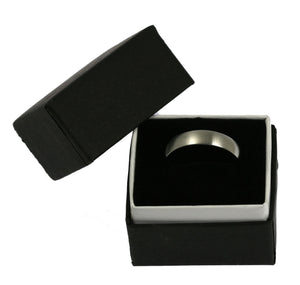 5 of 5: 5mm Brushed Comfort Fit Stainless Steel Men's Ring in Black Gift Box