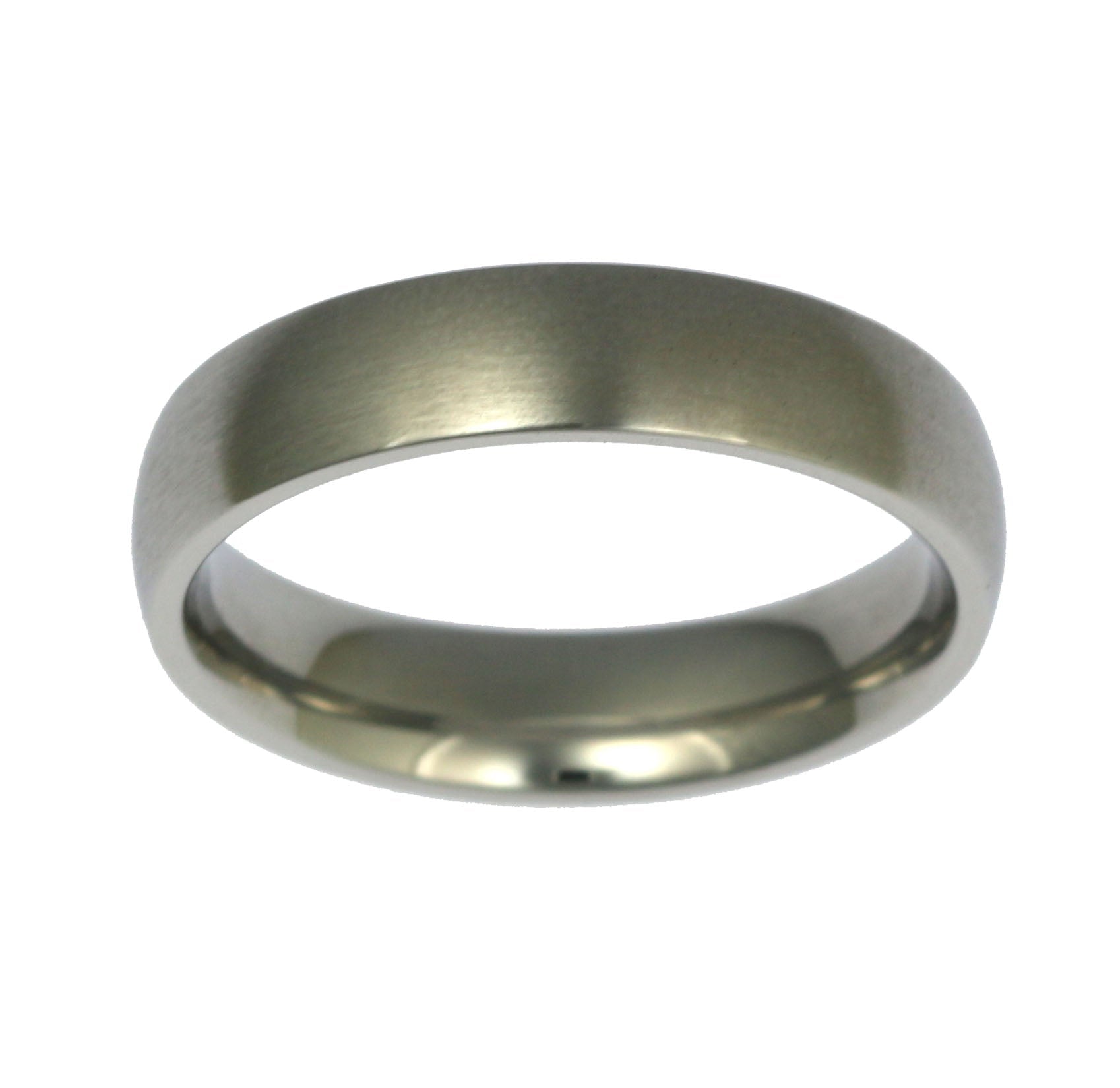 Top View and Matte Finish of 5mm Brushed Comfort Fit Stainless Steel Men's Ring