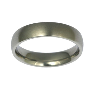 4 of 5: Top View and Matte Finish of 5mm Brushed Comfort Fit Stainless Steel Men's Ring