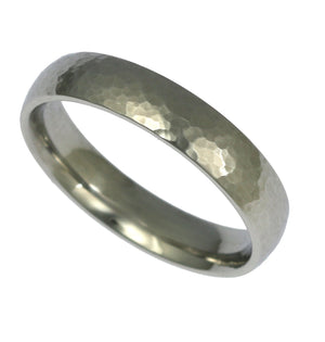 2 of 5: Detail View of 5mm Hammered Comfort Fit Stainless Steel Men's Ring