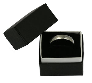 5 of 5: 5mm Hammered Comfort Fit Stainless Steel Men's Ring in a Black Gift Box