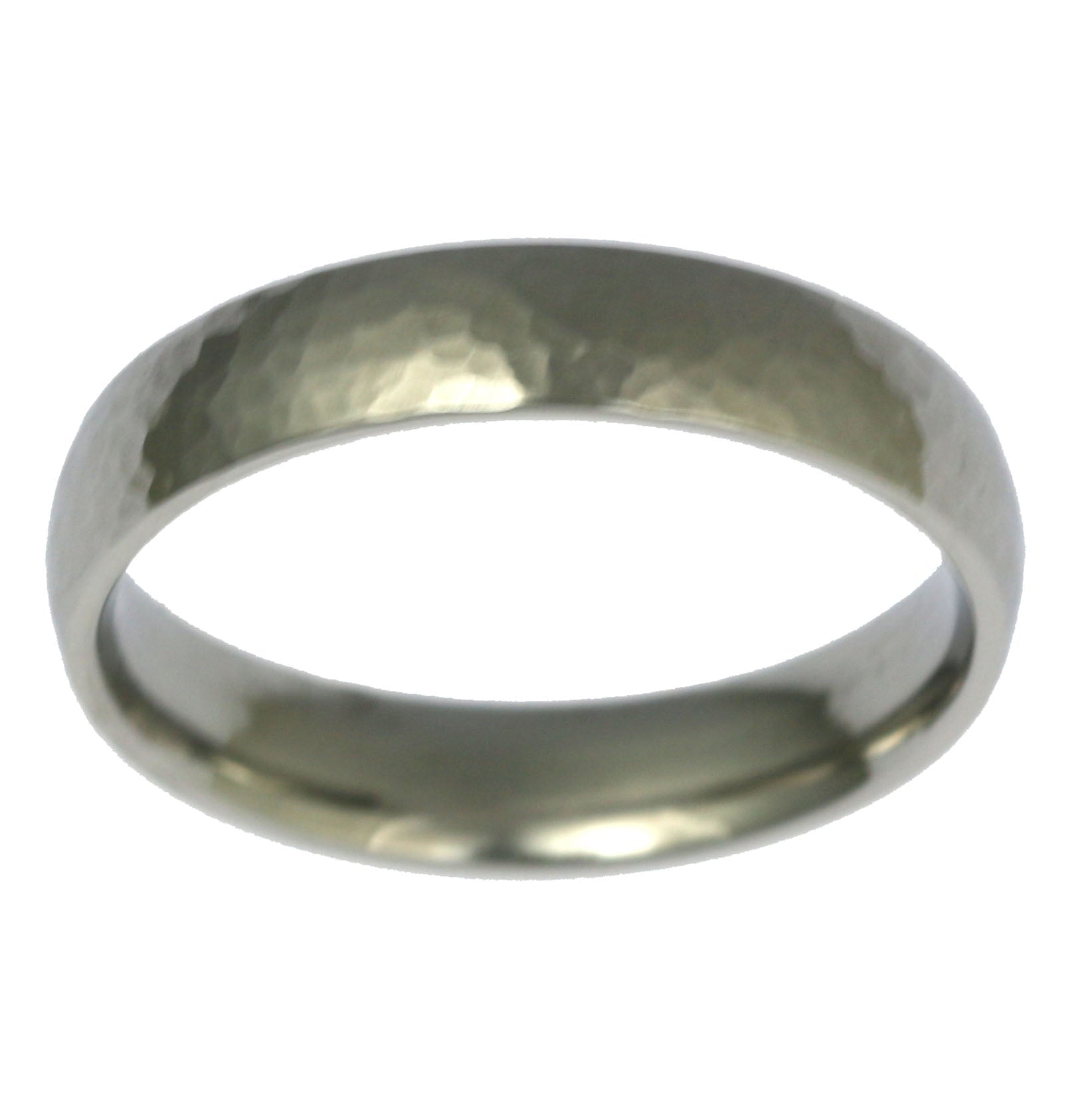 Top View of 5mm Hammered Comfort Fit Stainless Steel Men's Ring