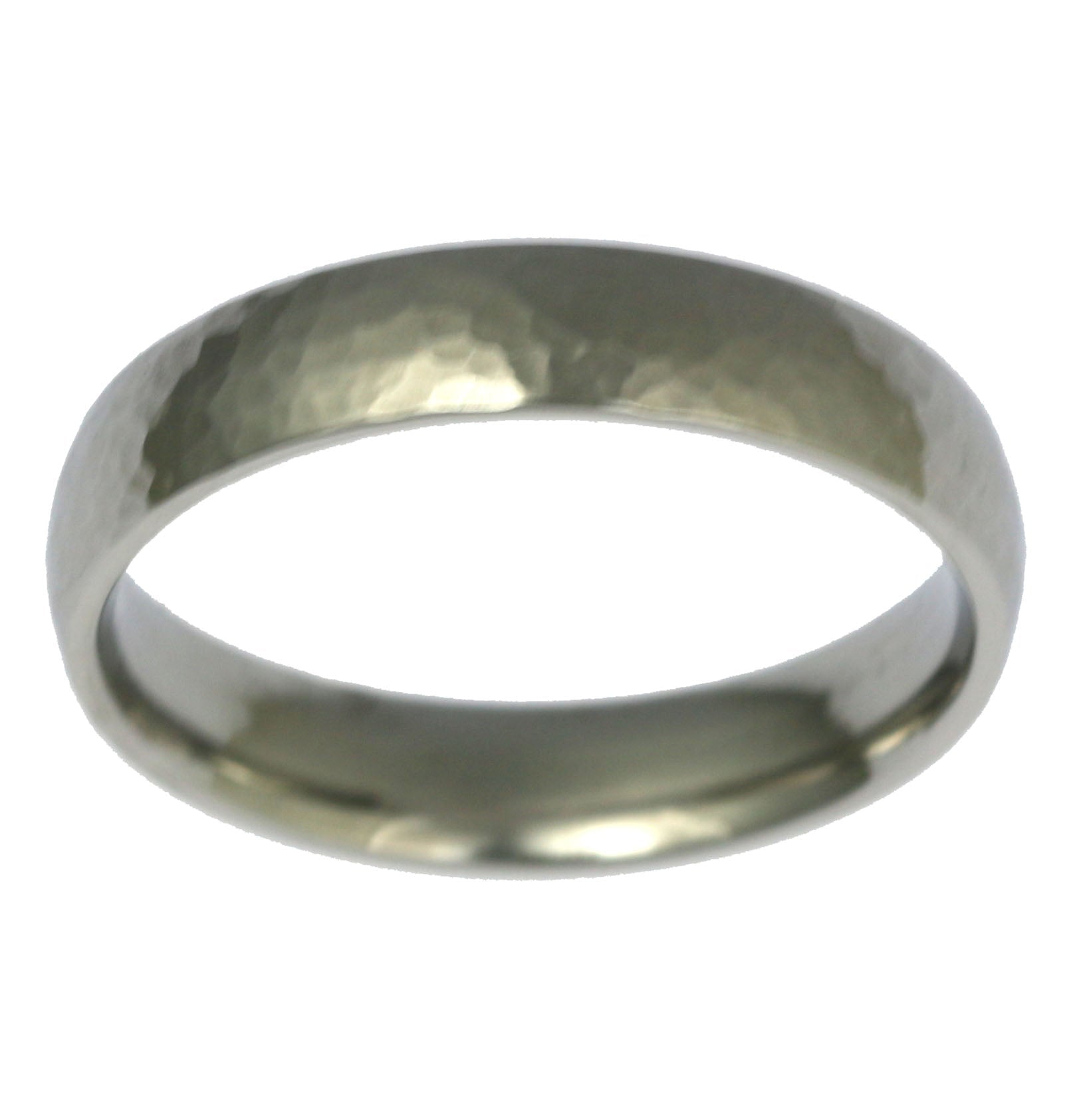 Top of 5mm Hammered Comfort Fit Stainless Steel Men's Ring