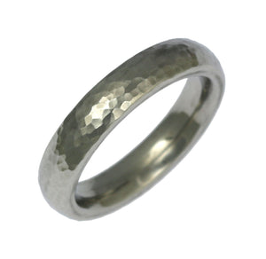 1 of 5: A 5mm Hammered Domed Stainless Steel Men's Ring on a White Background