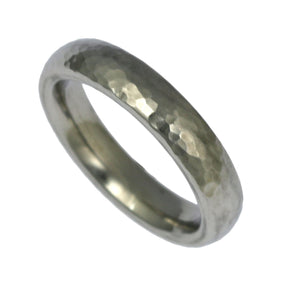 2 of 5: Right Side View Detail of 5mm Hammered Domed Stainless Steel Men's Ring