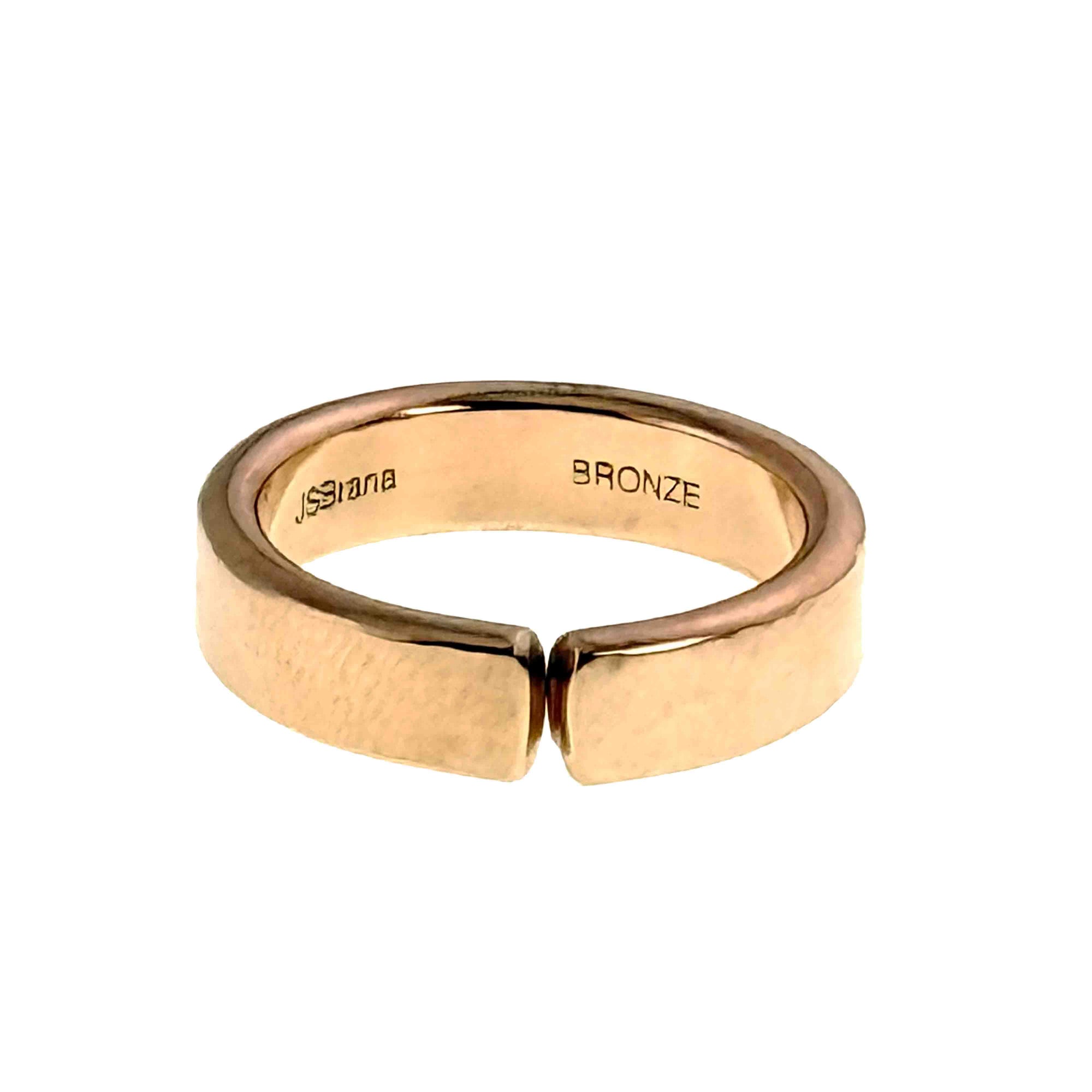 5mm Hammered Bronze Cuff Ring with 'Bronze' marking on a white background