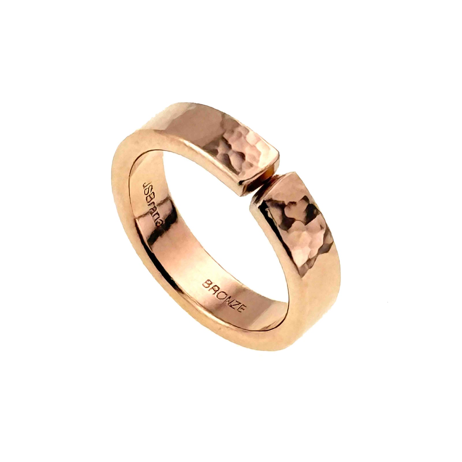 5mm Hammered Bronze Cuff Ring on a white background