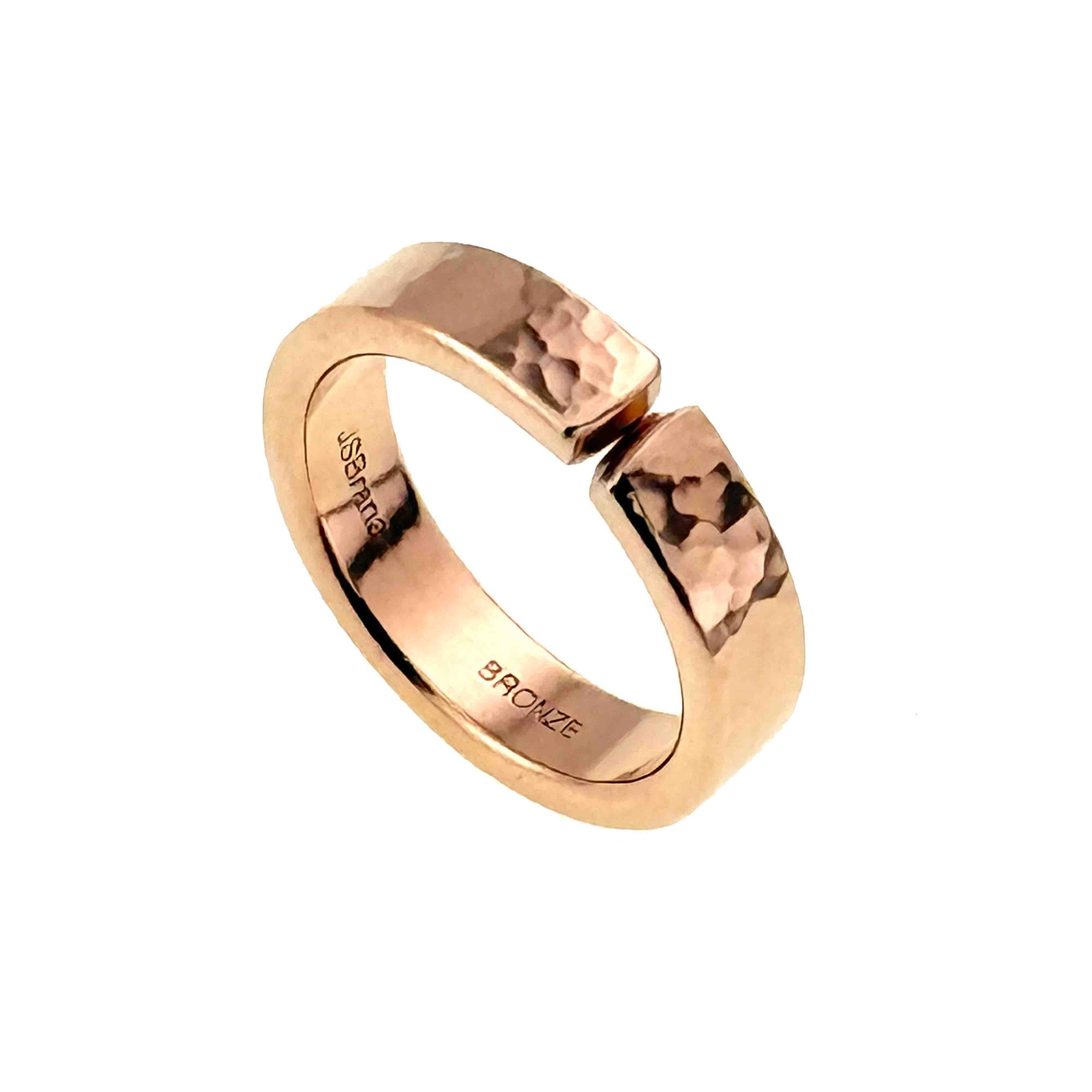 5mm Hammered Bronze Cuff Ring on a white background