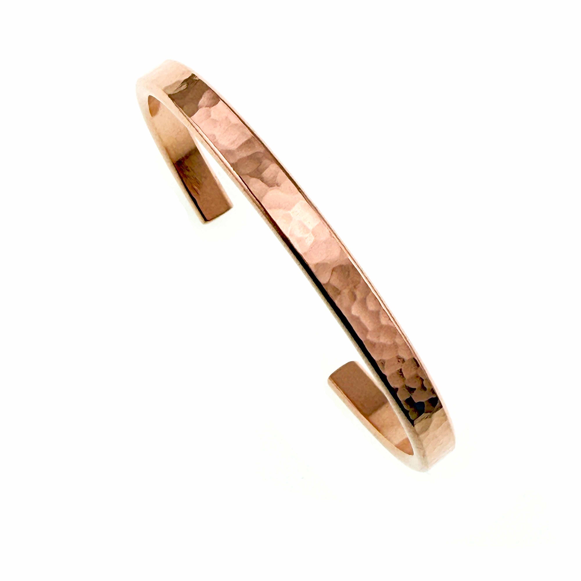 Detailed View of 5mm Wide Hammered Copper Cuff Bracelet