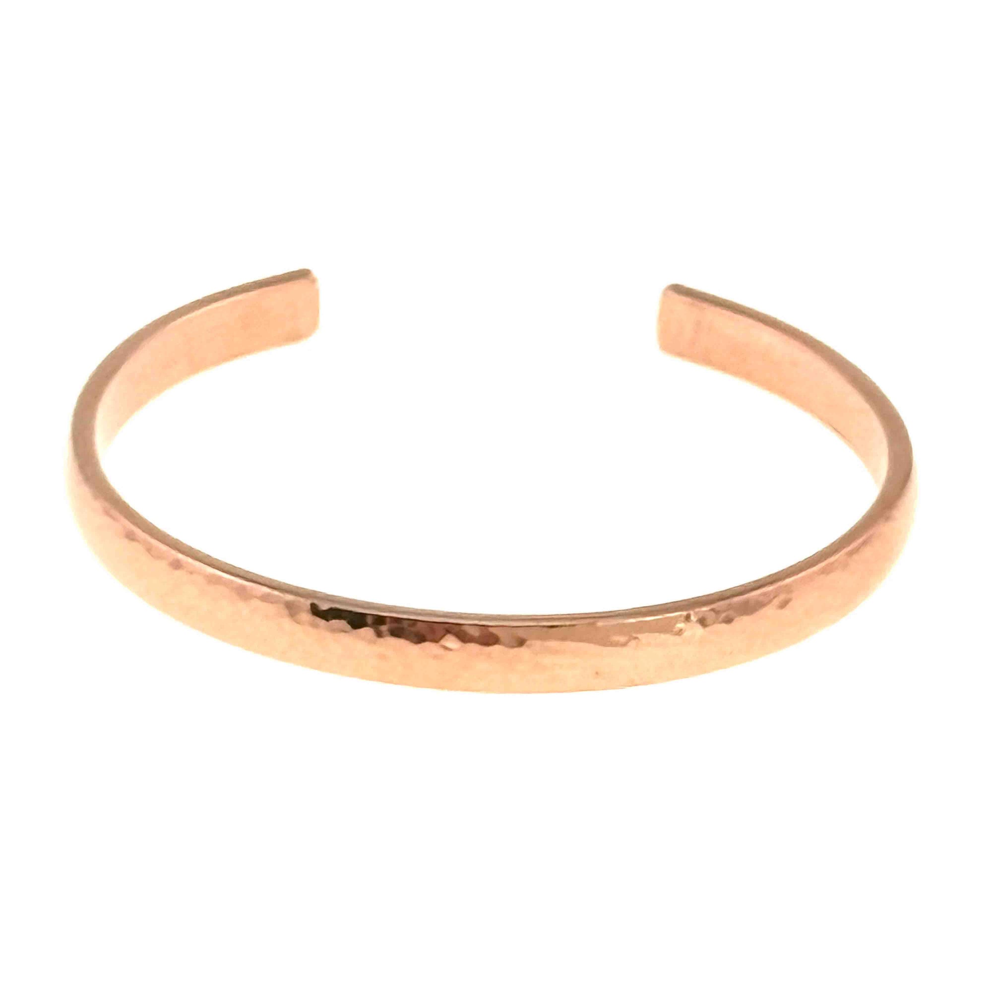 Detail of 7mm Domed Hammered Copper Cuff Bracelet