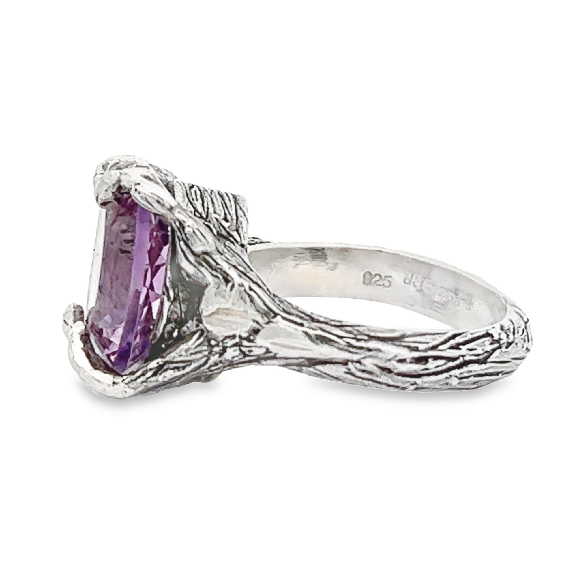 Detail View of Amethyst Sterling Silver Cocktail Ring