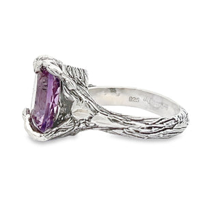 4 of 5: Detail View of Amethyst Sterling Silver Cocktail Ring
