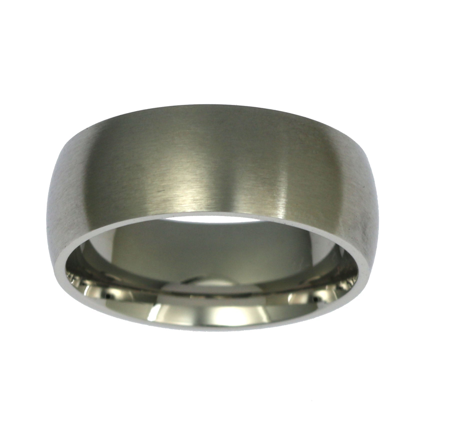 Top of 8mm Brushed Comfort Fit Stainless Steel Men's Ring