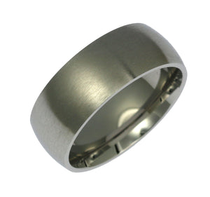 1 of 5: An 8mm Wide Brushed Comfort Fit Stainless Steel Men's Ring on a White Background