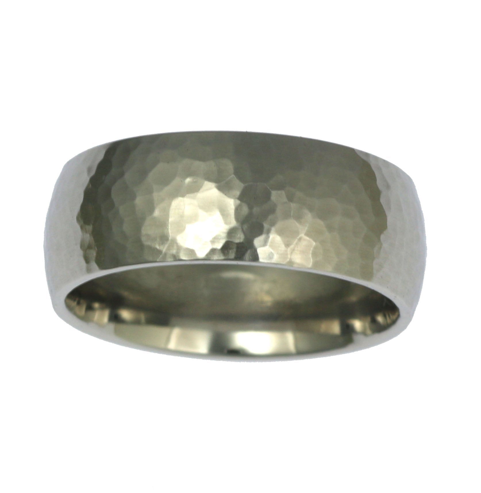 Top View 8mm Hammered Comfort Fit Stainless Steel Men's Ring