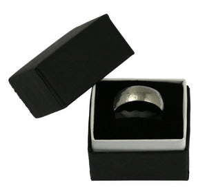 5 of 5: 8mm Hammered Comfort Fit Stainless Steel Men's Ring in a Black Gift Box