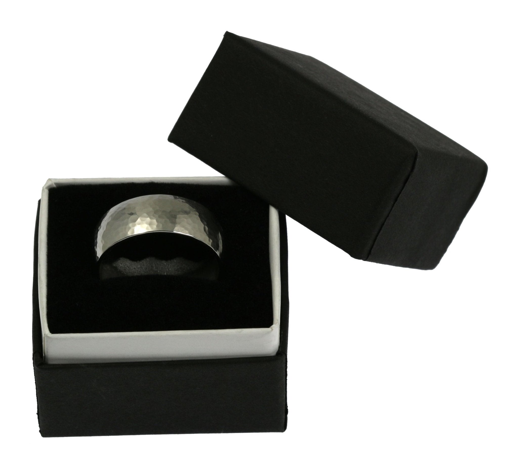 8mm Hammered Comfort Fit Stainless Steel Men's Ring in Box