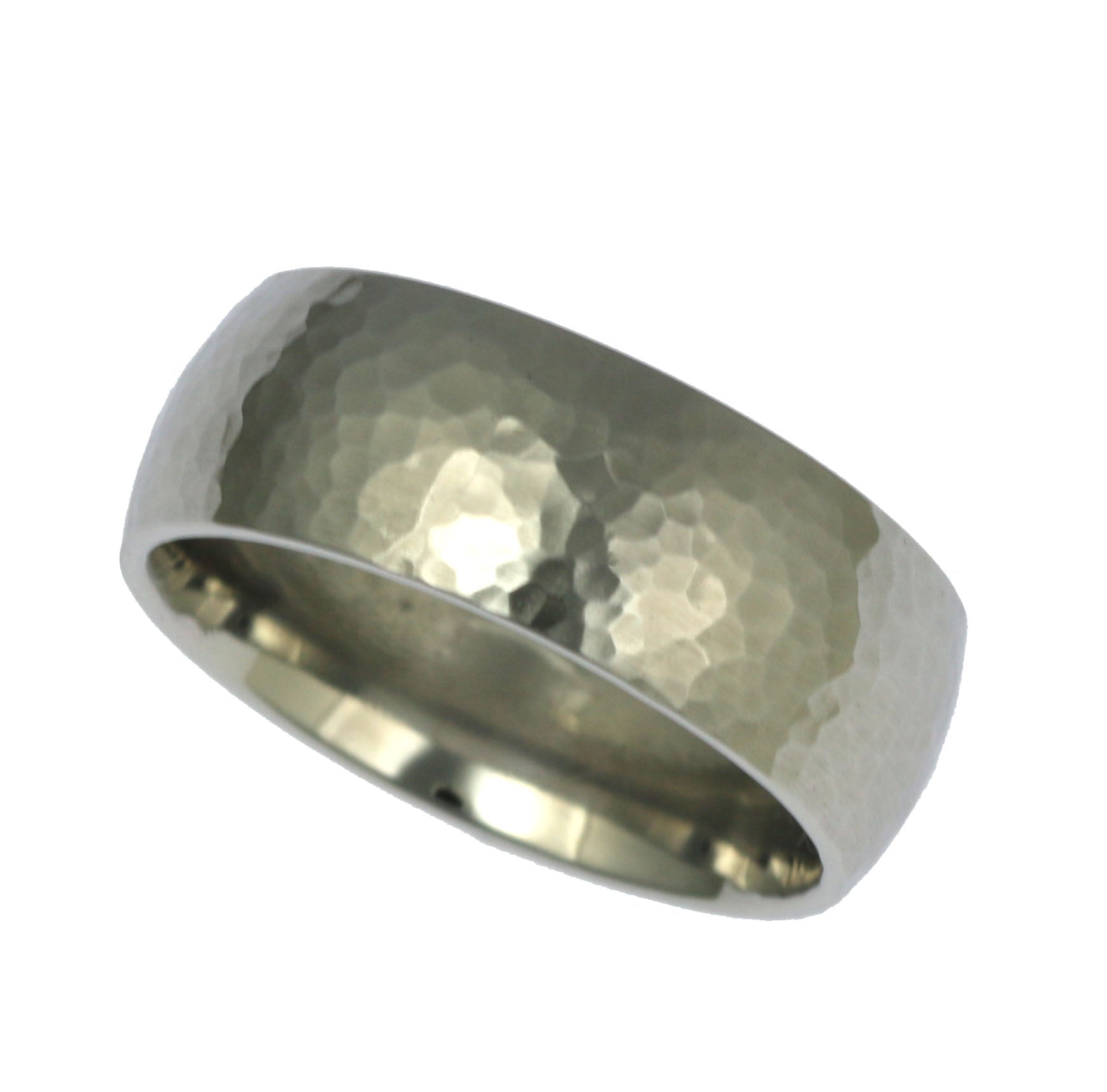 Detail - 8mm Hammered Comfort Fit Stainless Steel Men's Ring