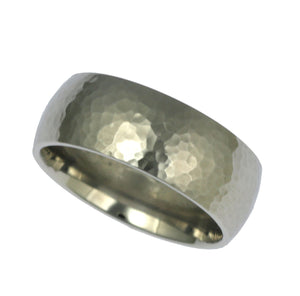 2 of 5: Detail - 8mm Hammered Comfort Fit Stainless Steel Men's Ring