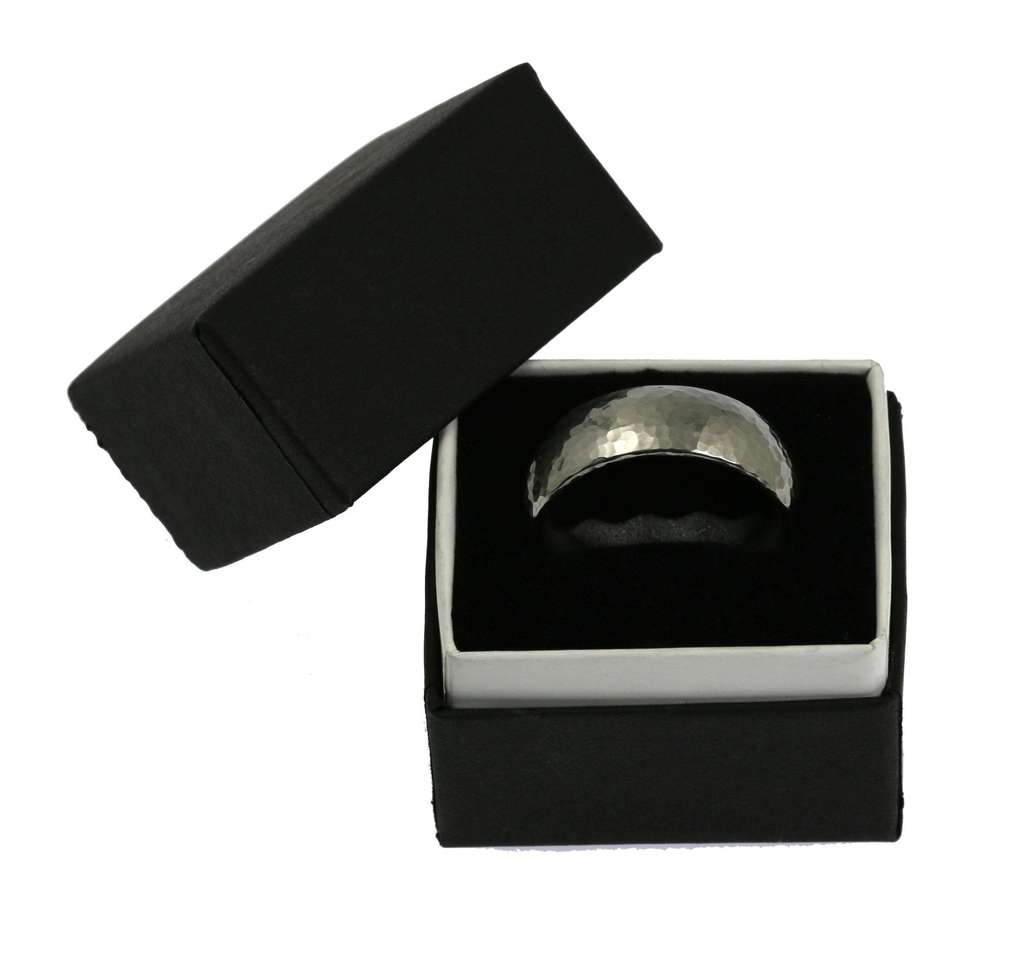 Boxed 8mm Hammered Domed Stainless Steel Men's Ring