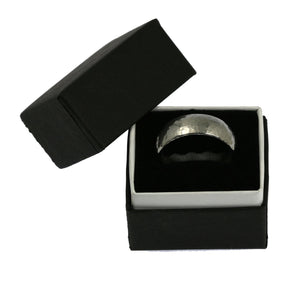 6 of 6: 8mm Hammered Domed Stainless Steel Men's Ring in a Black Gift Box