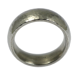 3 of 6: Shape of 8mm Hammered Domed Stainless Steel Men's Ring