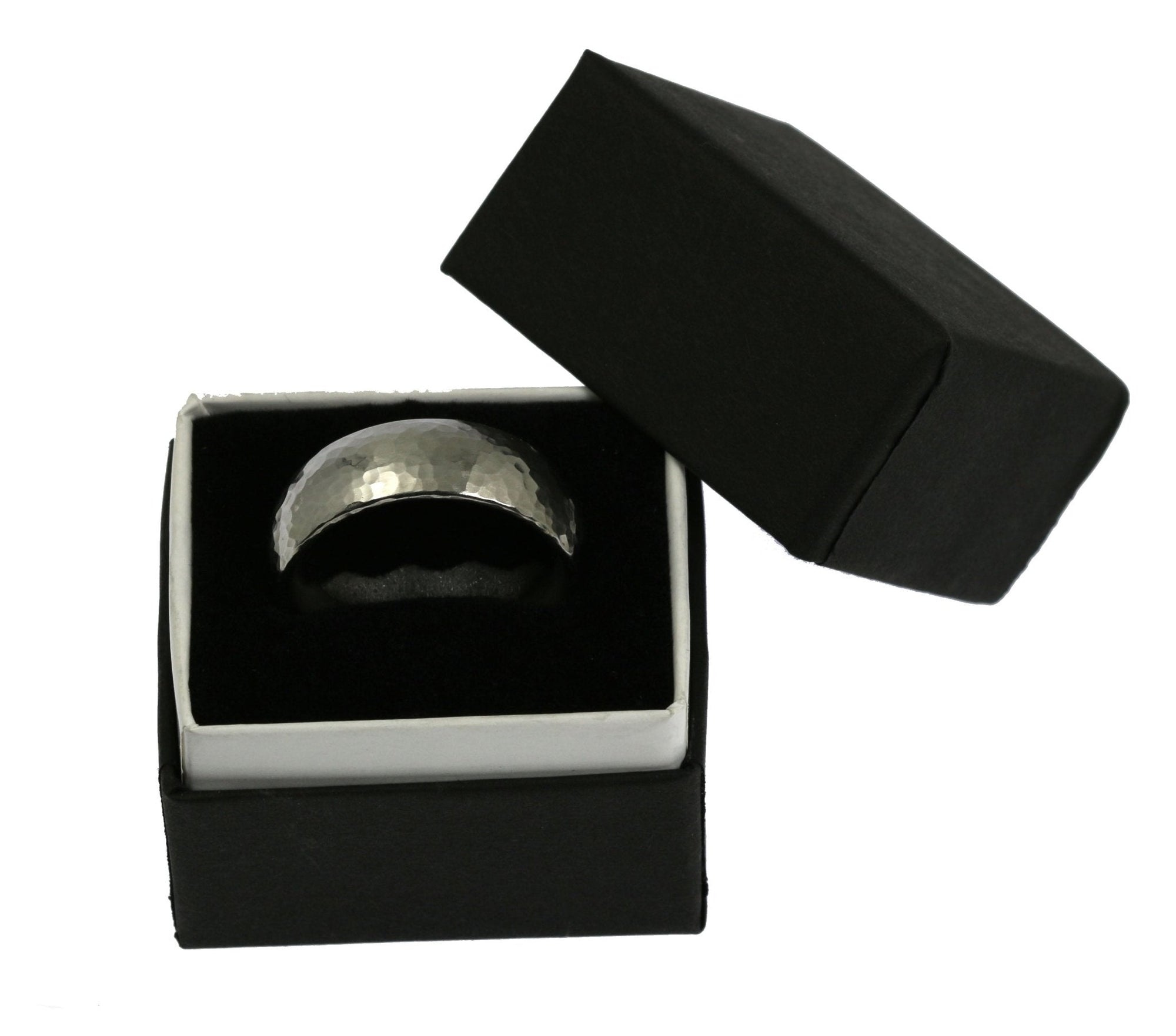 8mm Hammered Domed Stainless Steel Men's Ring in Gift Box