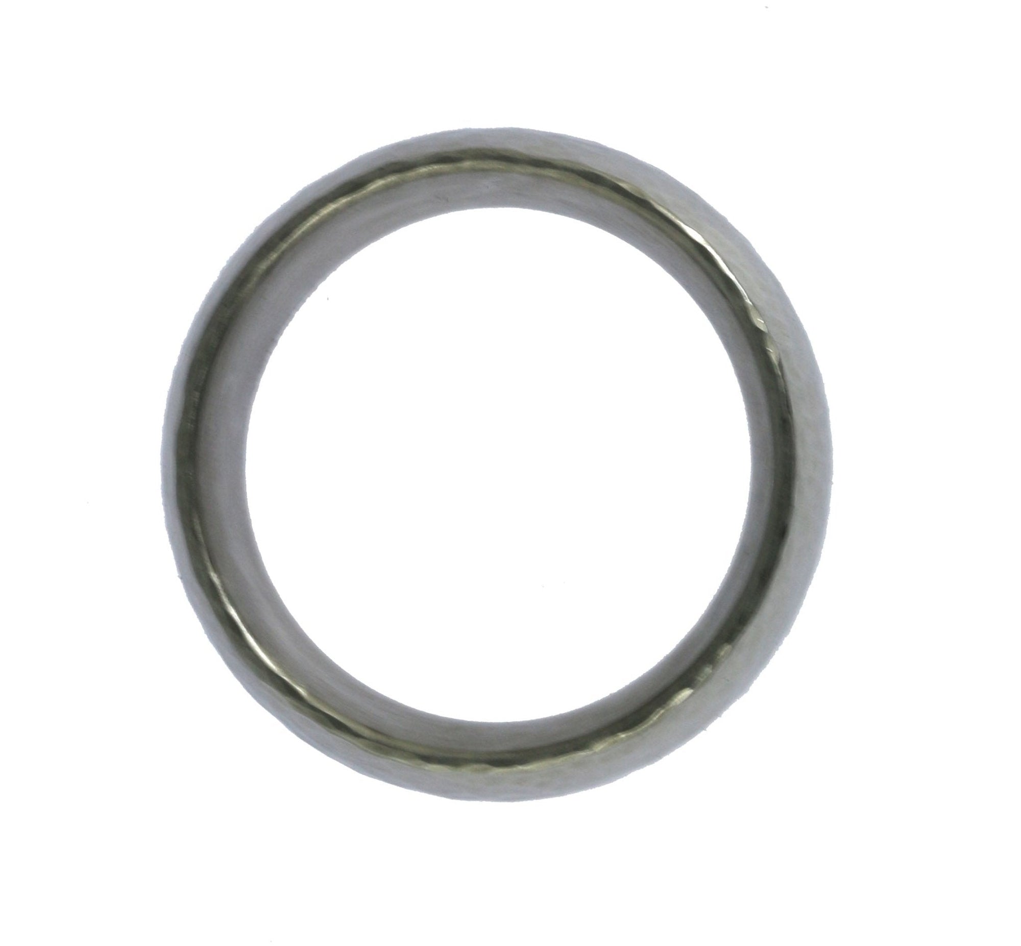 8mm Hammered Domed Stainless Steel Men's Ring View of Inside Ring
