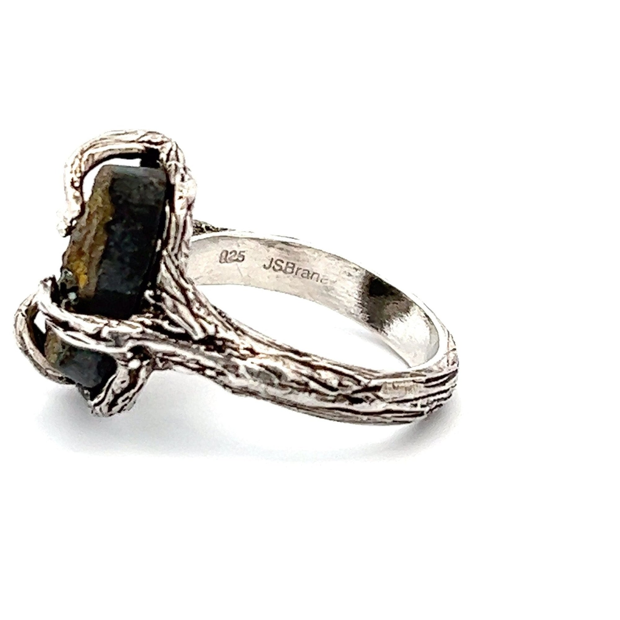 9 CT Pyrite Sterling Silver Tree Branch Ring - Side View