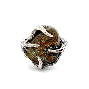 1 of 5: A 9 CT Pyrite Sterling Silver Tree Branch Ring on a White Background