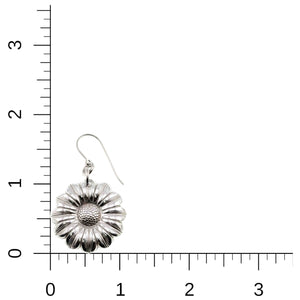 5 of 8: Aluminum Daisy Disc Earrings on a Ruler for Size Dimensions